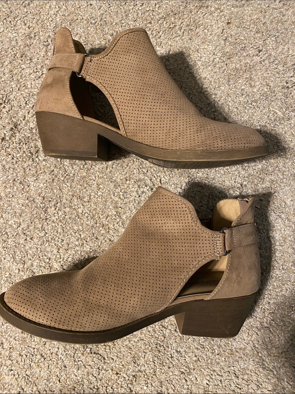 Maurices Perforated Cutout Ankle Booties in Taupe